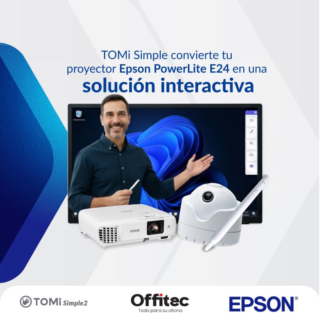 Pizarra interactiva Epson con TOMi — soluciones Offitec